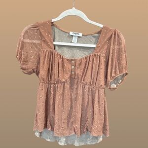 Dusty Rose Floral Blouse Top RSQ